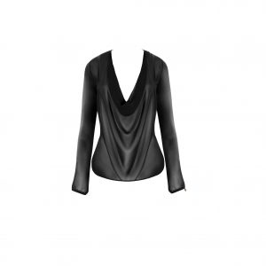 Bluse aus Chiffon, langarm, schwarz